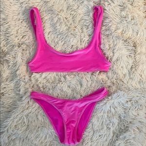 TRIANGL Hot Pink Velvet Bikini